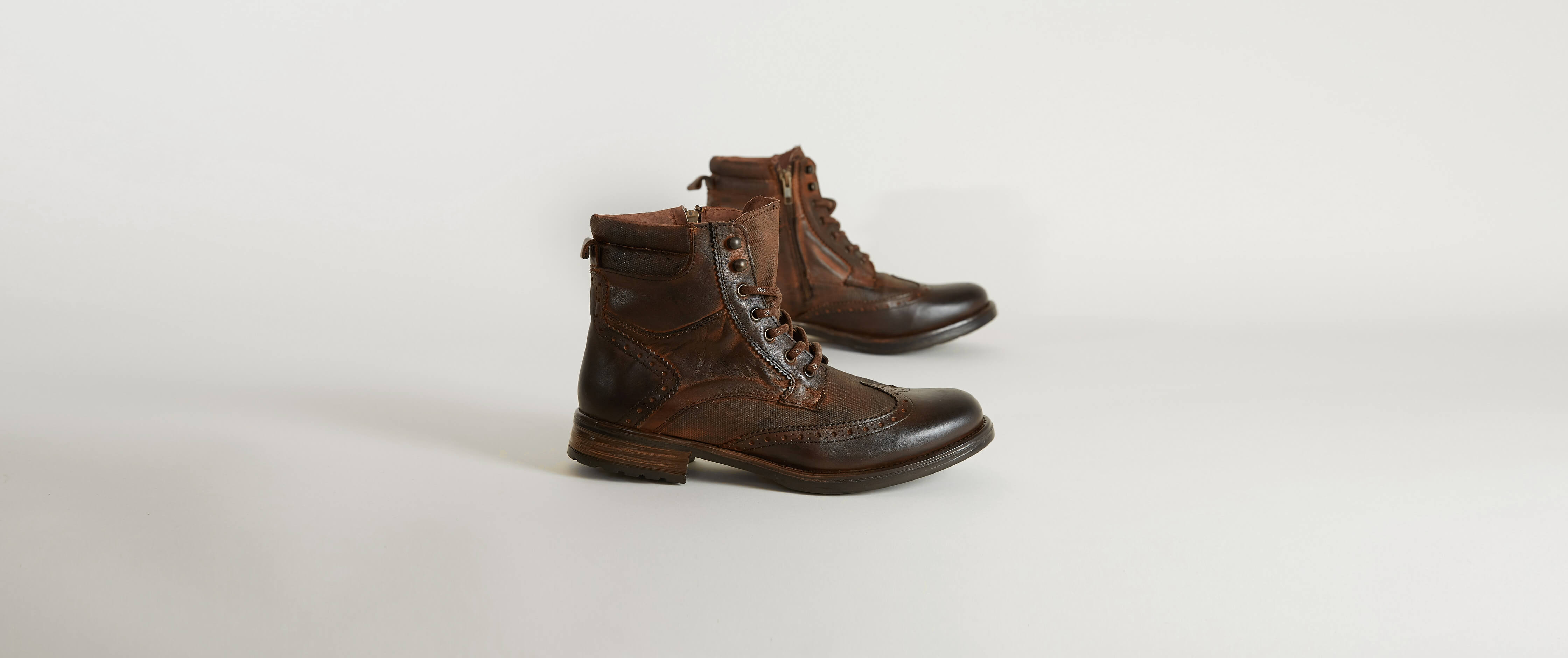 Steve Madden Brown Leather Lace-Up Moc Toe Boots with Buckle Steve Madden Men main image 4