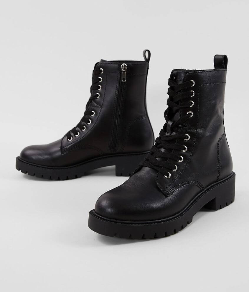 Steve madden black shop leather combat boots