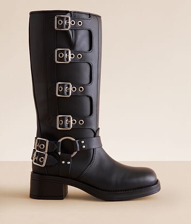 Steve Madden Rocky Stomper Moto Leather Lug Boot front view