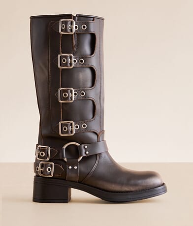 Steve Madden Rocky Stomper Moto Leather Lug Boot front view
