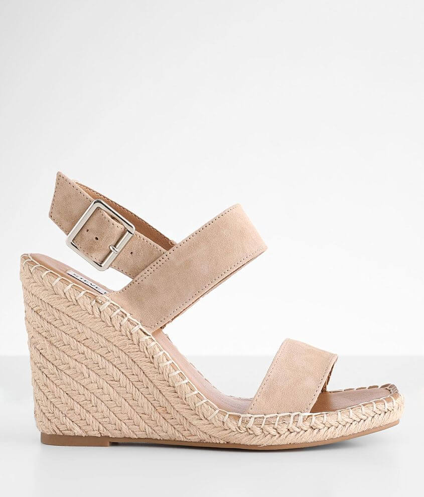 Steve Madden Uri Leather Wedge Sandal - Women's Shoes in Tan Suede | Buckle