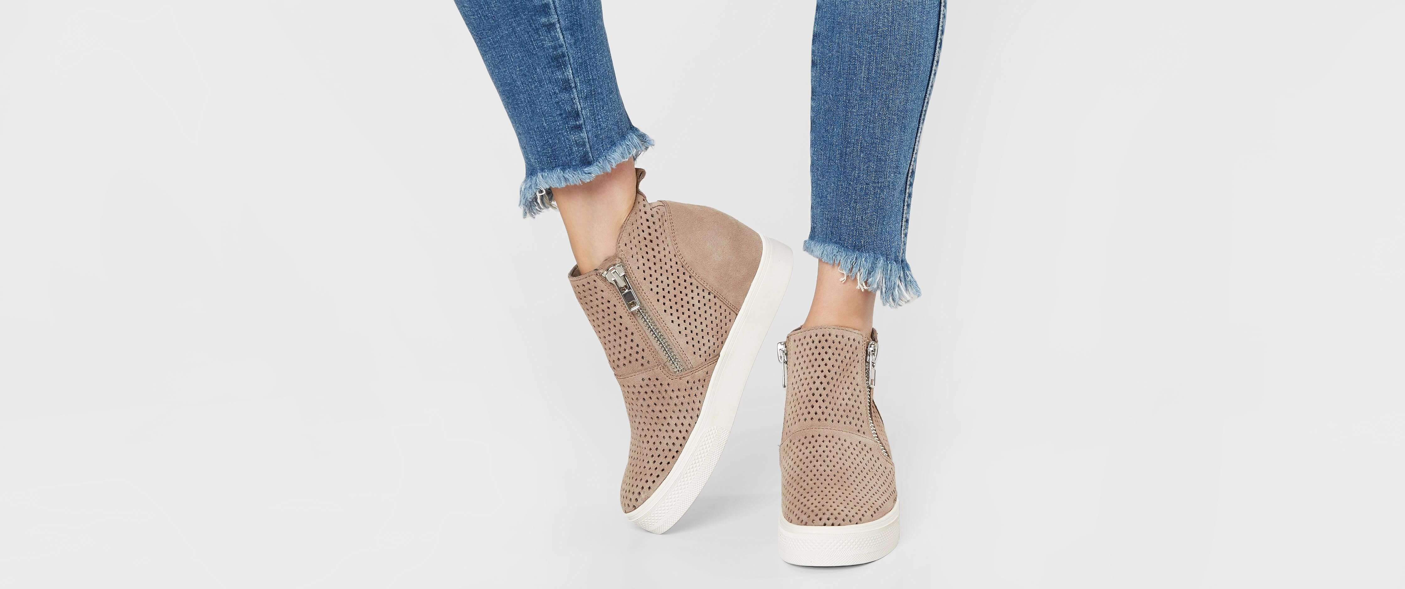 wedgie perforated suede sneakers