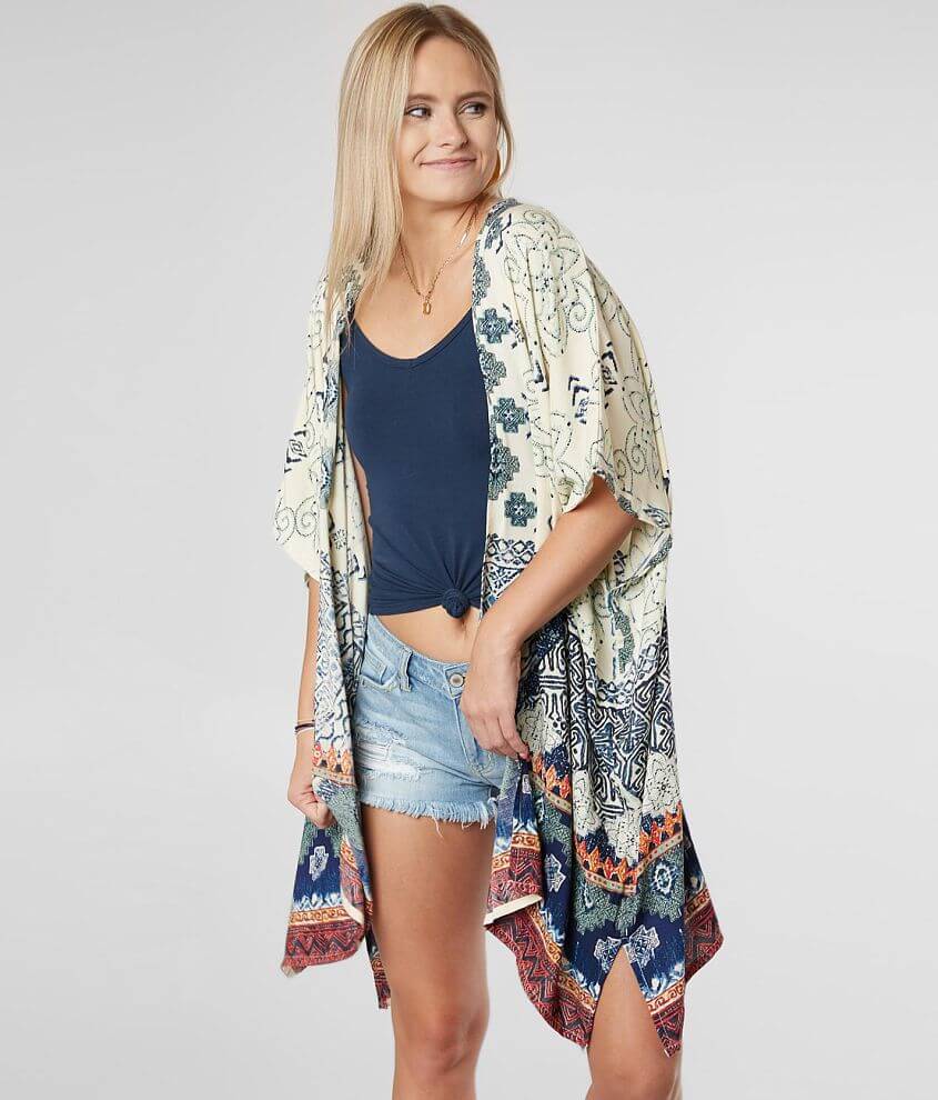 Angie All-Over Print Kimono front view