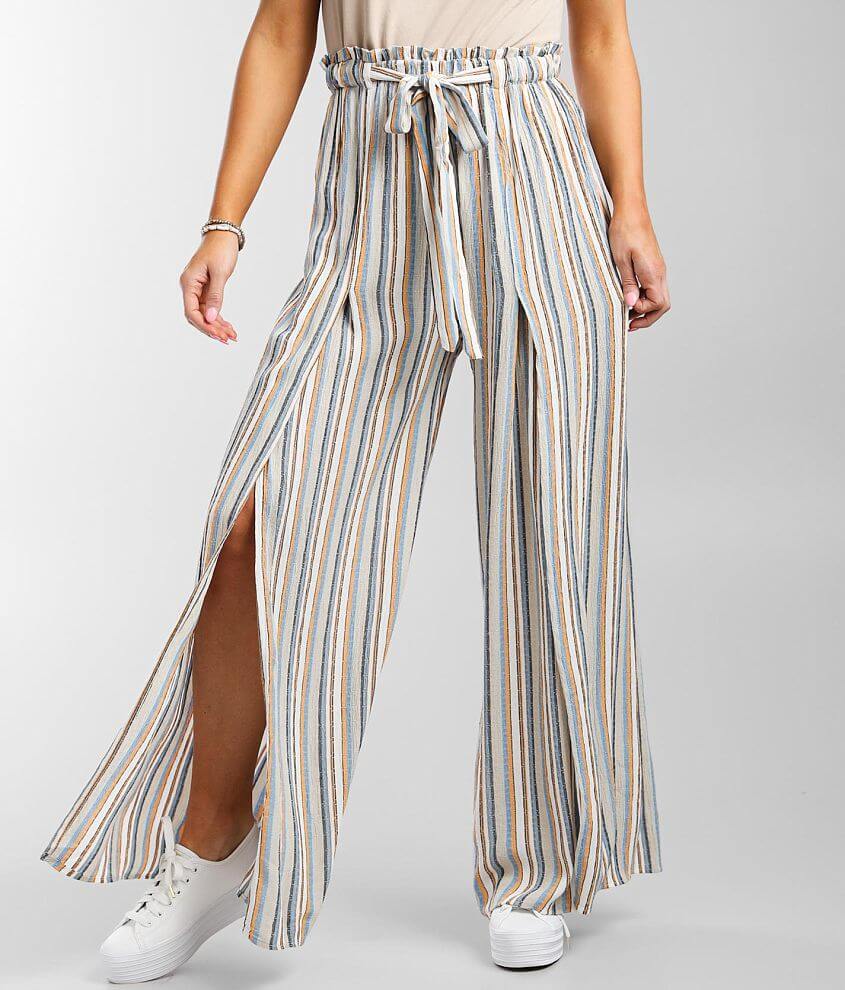 Angie Striped Woven Wide Leg Paperbag Beach Pant Women's Pants in