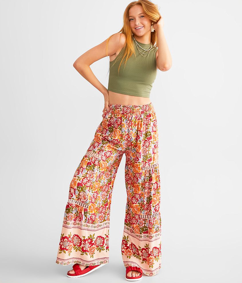 Angie Floral Wide Leg Beach Pant front view