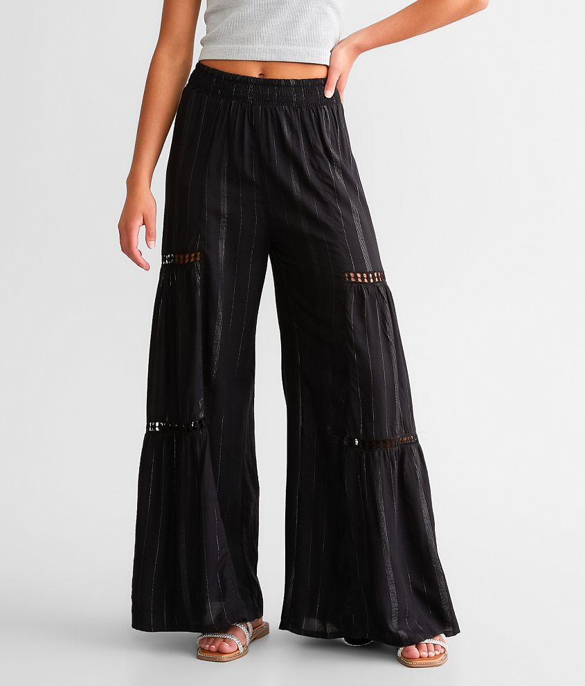 Black Fringe Wide Leg Beach Pants