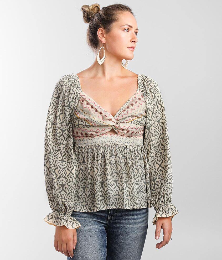 Angie Mixed Print Twisted Top front view