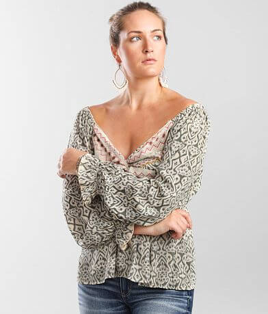Angie Mixed Print Twisted Top FULL_RIGHT_SIDE