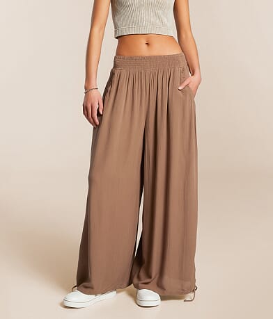 Angie Crinkle Wide Leg Pant full left side view