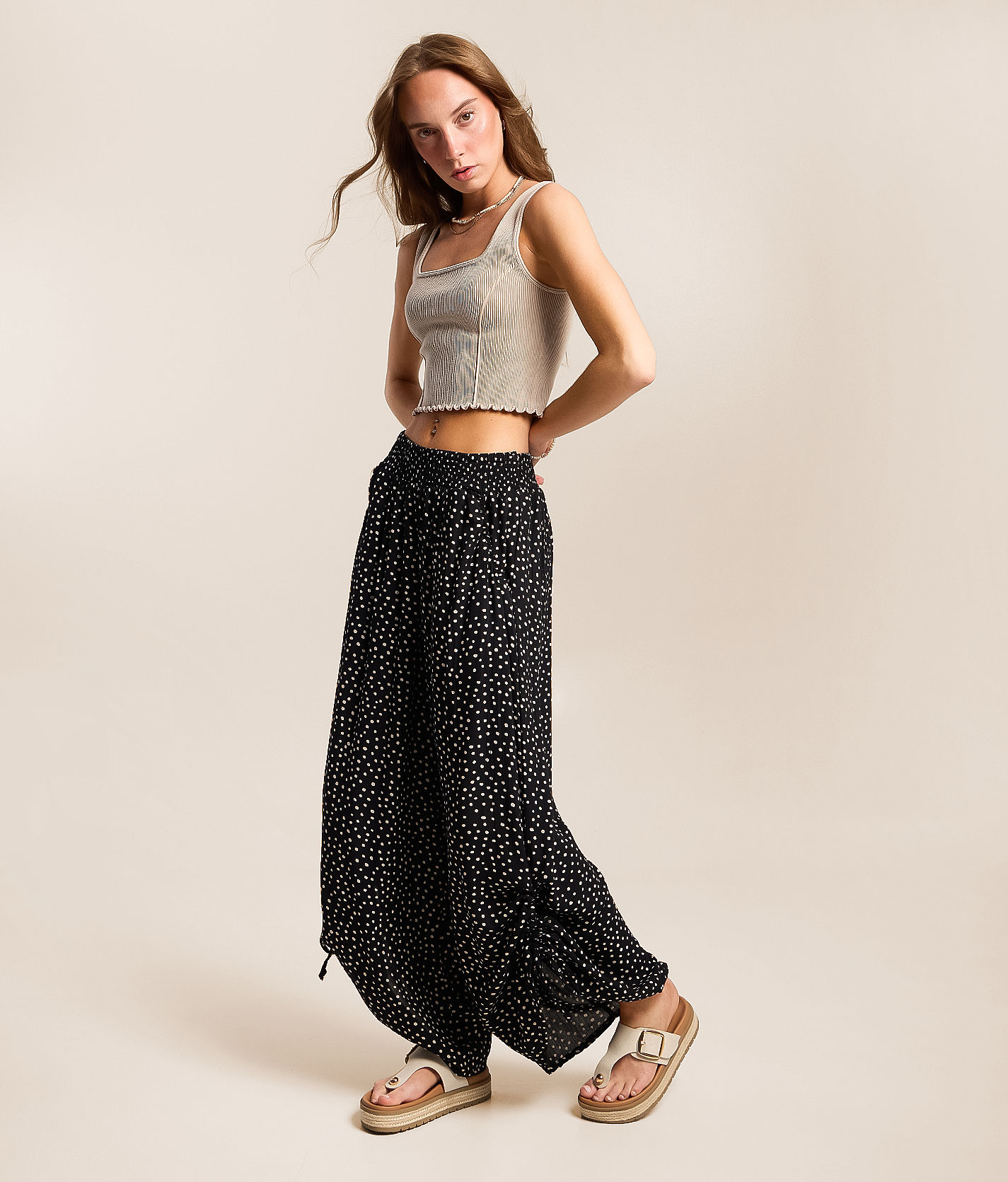 Angie Polka Dot Wide Leg Pant - Women's Pants in Black | Buckle