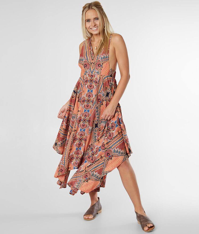 Angie Flowy Boho Midi Dress front view