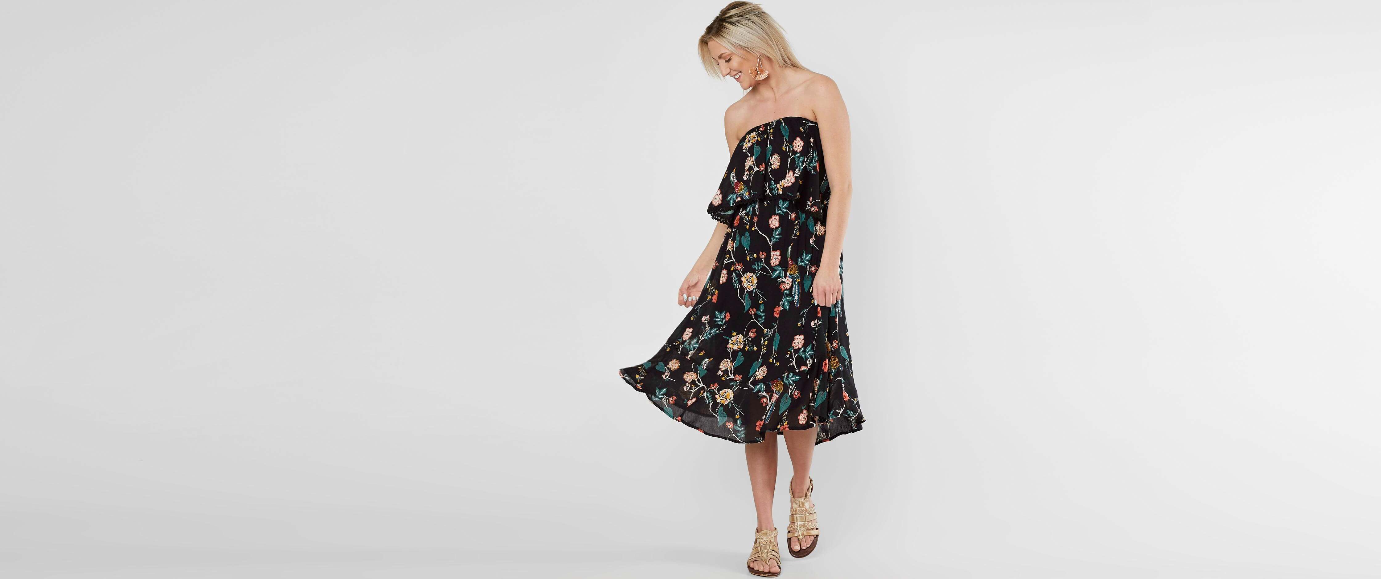 Image of Angie Floral Print Strapless Dress