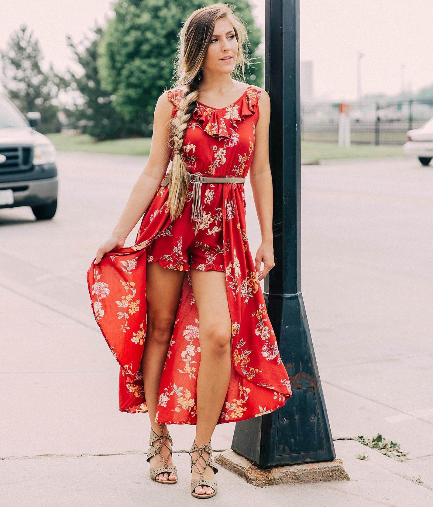 red maxi romper