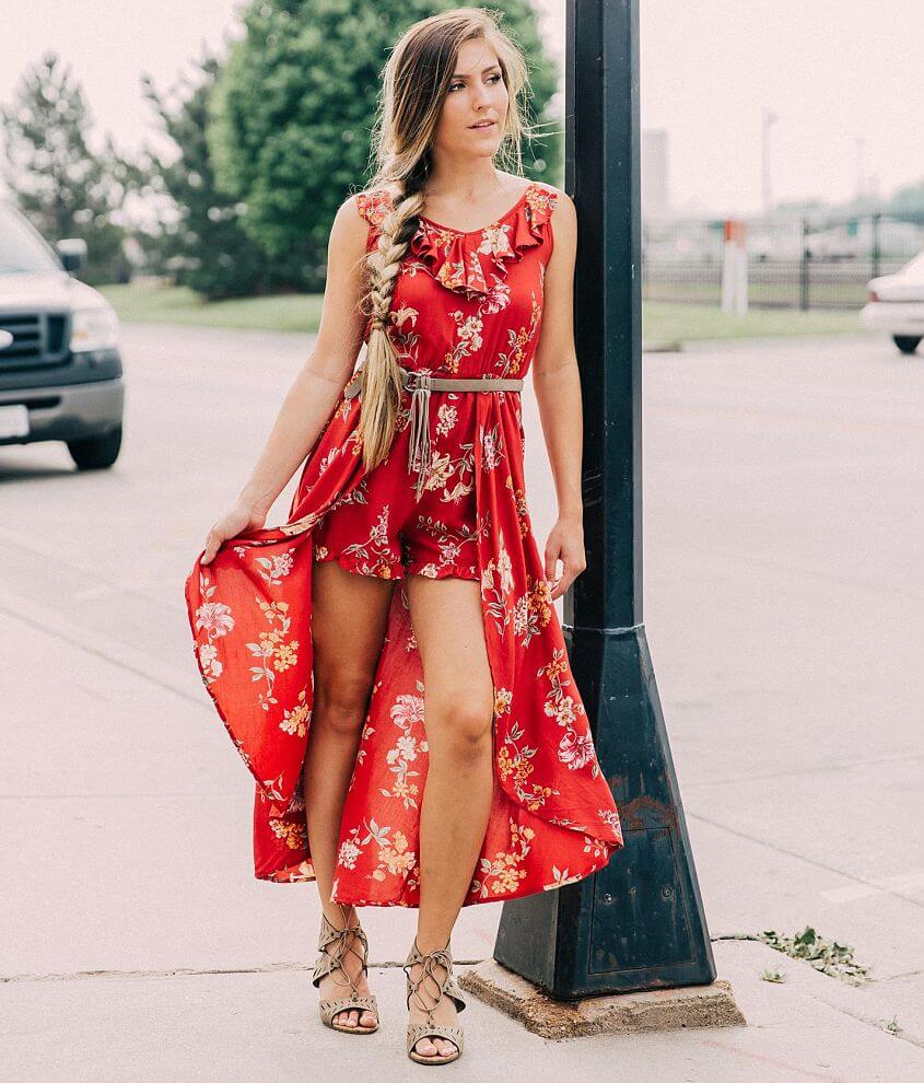 Women's Red Floral Dresses & Jumpsuits