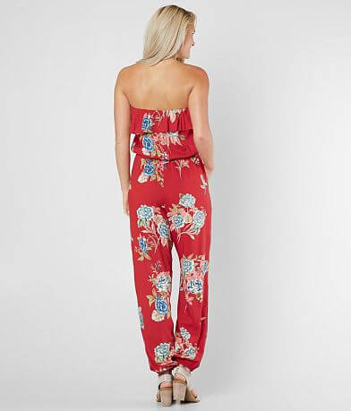 Angie Strapless Floral Jumpsuit BACK