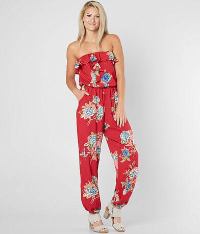 Angie Strapless Floral Jumpsuit FULL_LEFT_SIDE