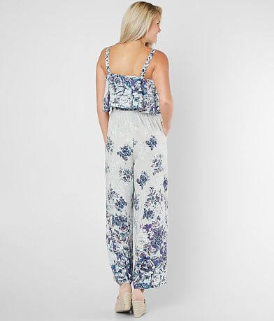 Angie Floral Print Wide Leg Jumpsuit back view