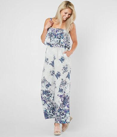 Angie Floral Print Wide Leg Jumpsuit full left side view