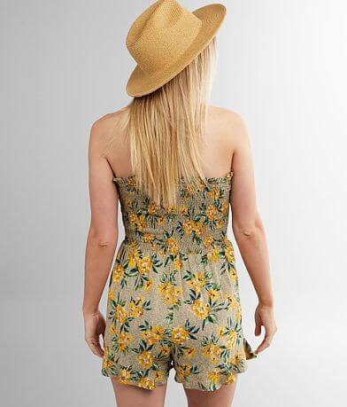 Angie Floral Strapless Romper back view