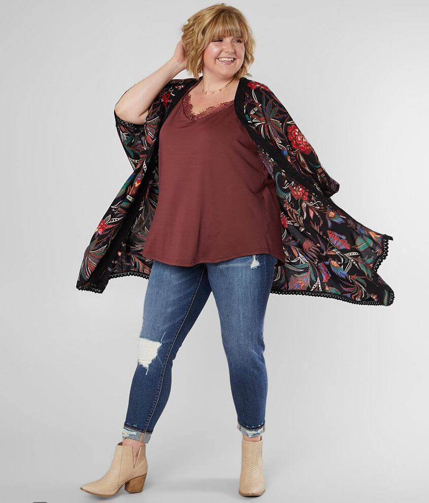 Angie Floral Kimono - Plus Size Only front view