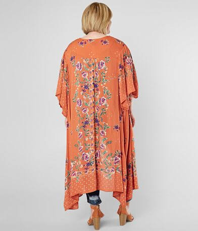 Angie Floral Duster Kimono - Plus Size Only BACK