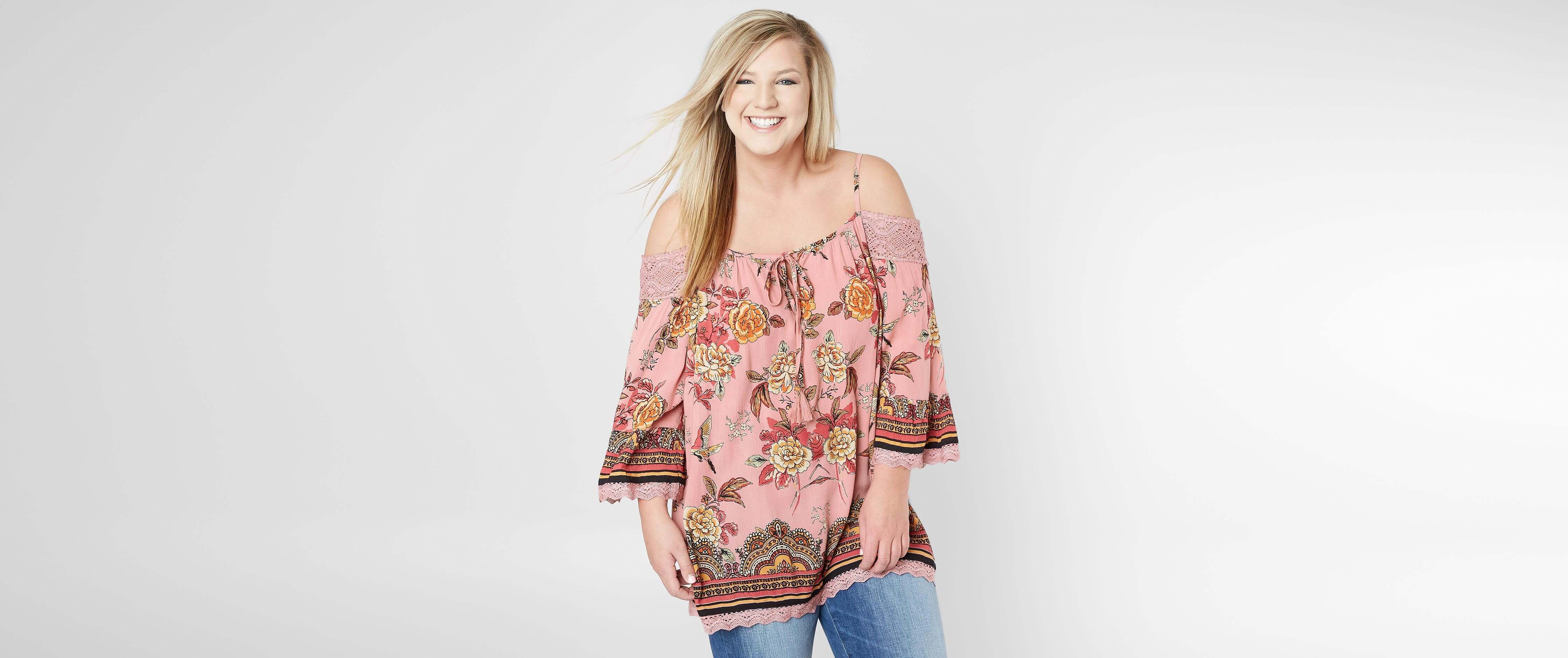Image of Angie Cold Shoulder Top - Plus Size Only