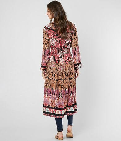 Angie Floral Print Duster Kimono BACK