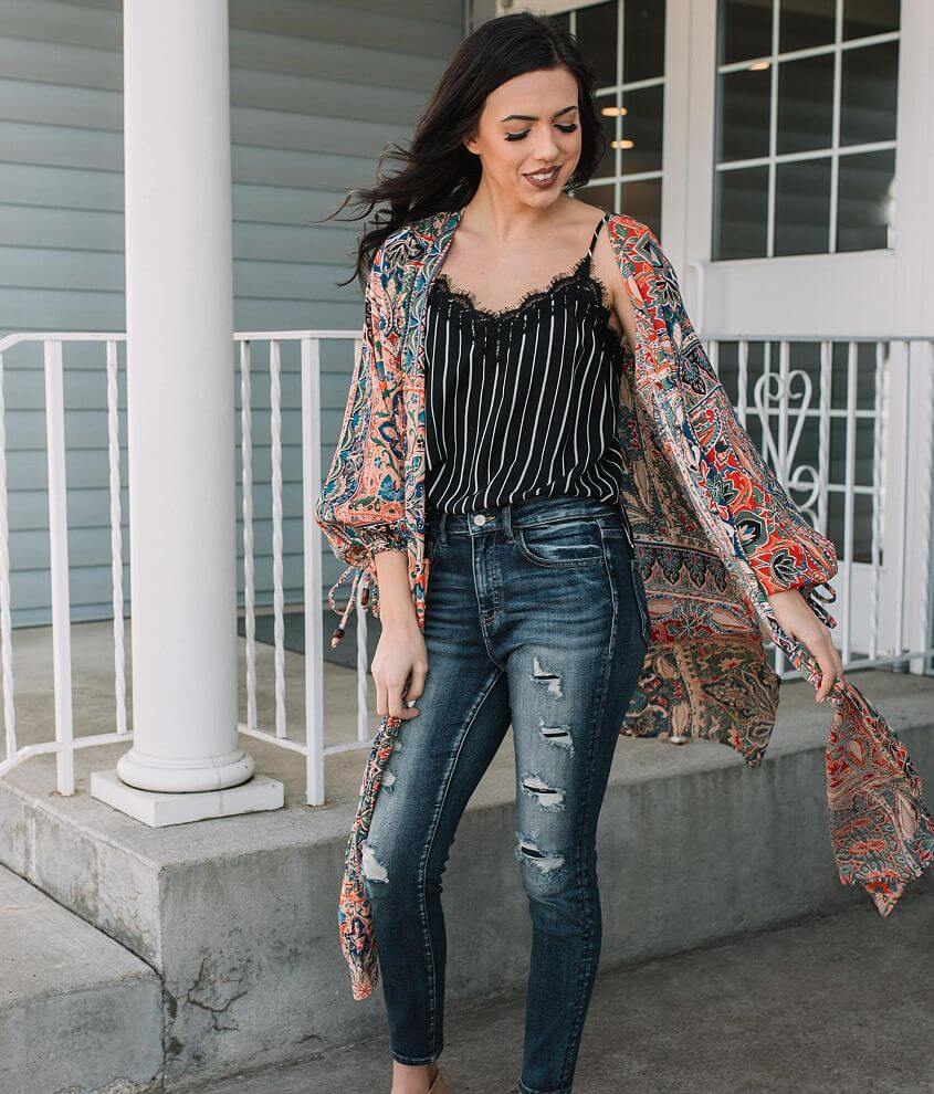 Image of Angie Floral Medallion Printed Kimono