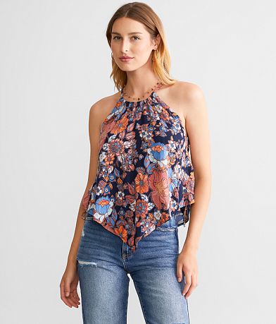 Willow & Root Leaf Peplum Tank Top