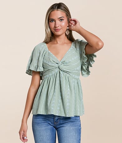 Angie Twisted Front Peplum Top front view