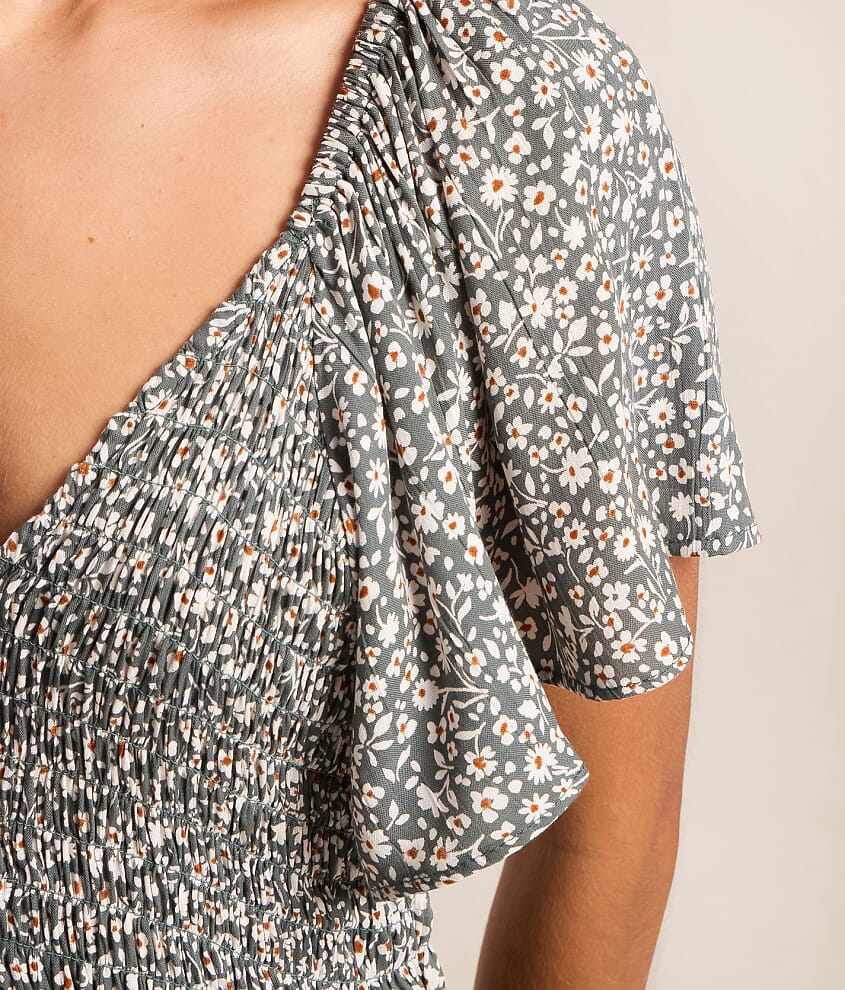 Floral Smocked Peplum Top - thumbnail 3