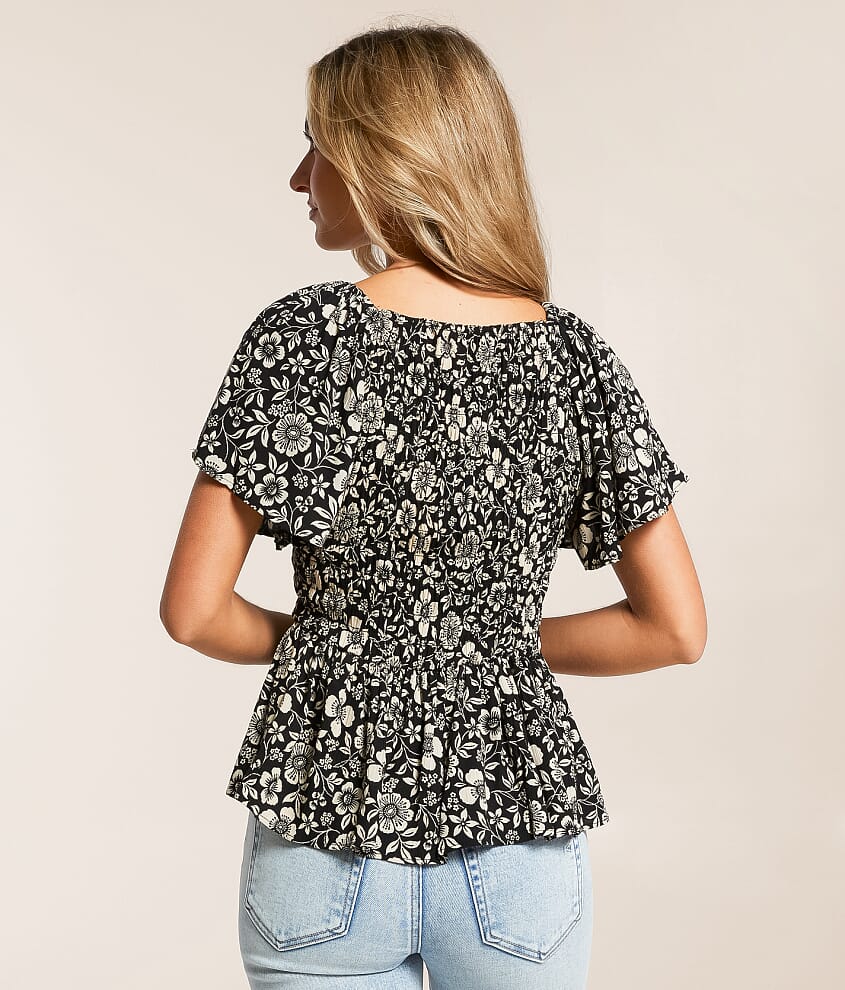 Floral Smocked Peplum Top