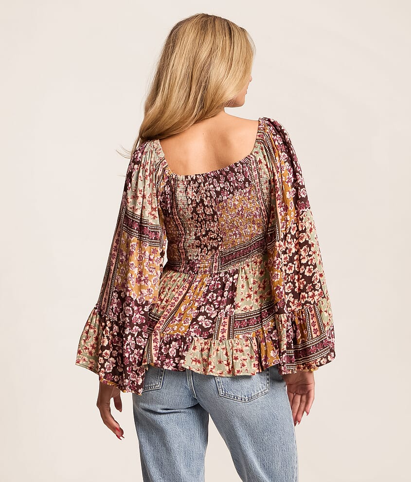 Floral Patchwork Smocked Top - thumbnail 3