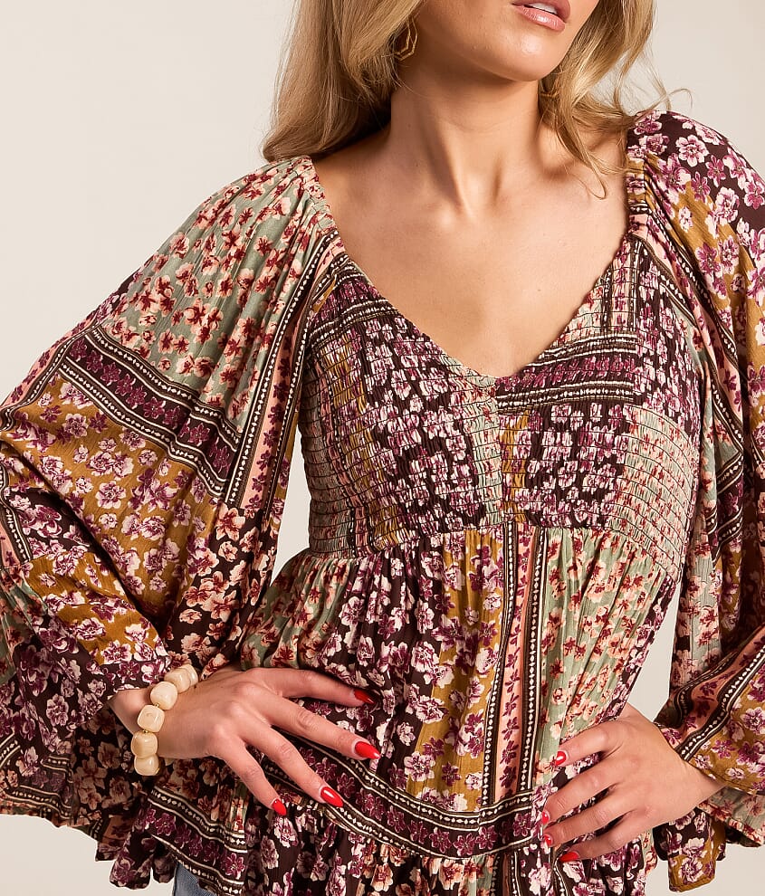 Floral Patchwork Smocked Top - thumbnail 4