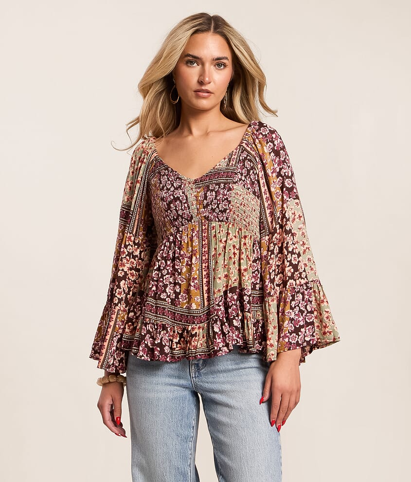 Floral Patchwork Smocked Top - thumbnail 2