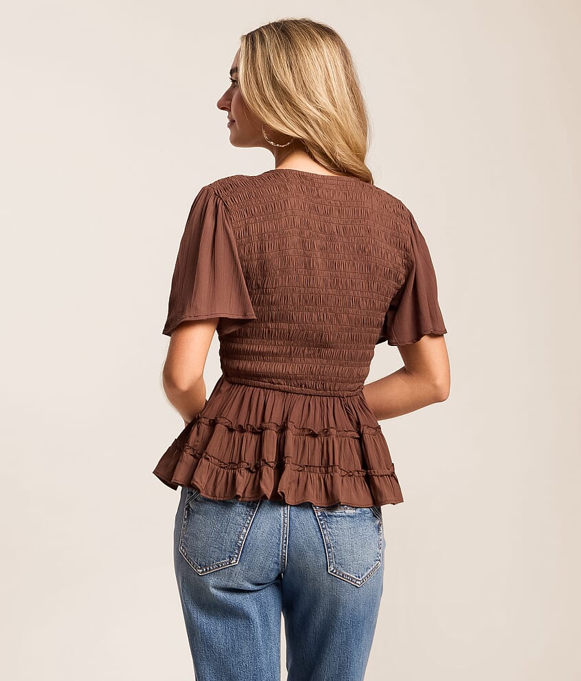Smocked Peplum Top