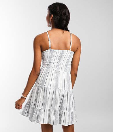 Angie Striped Front Twist Keyhole Dress BACK