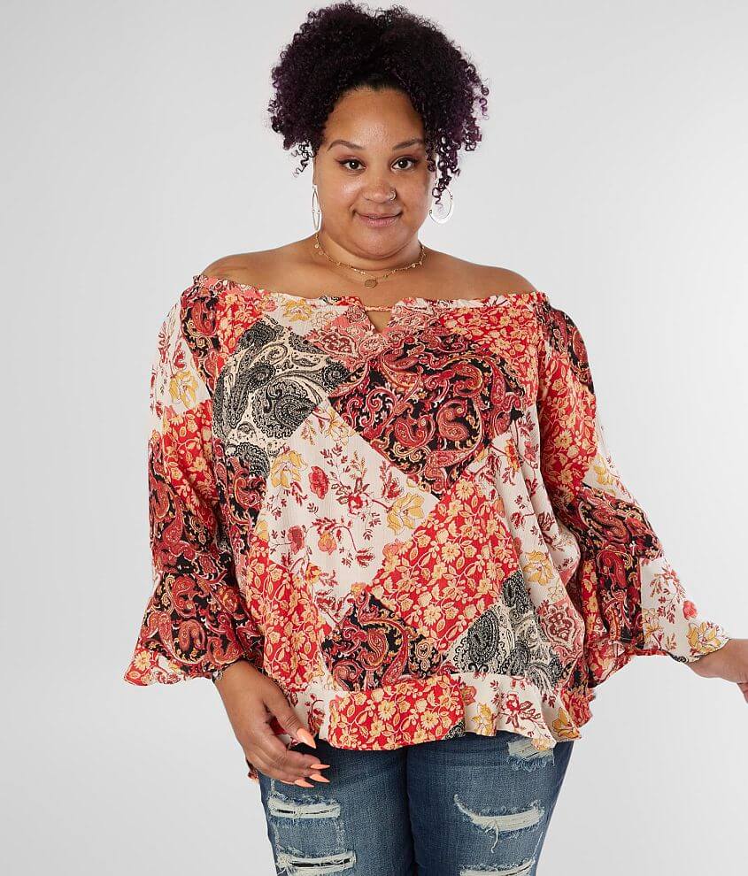 Willow &#38; Root Off The Shoulder Top - Plus Size front view