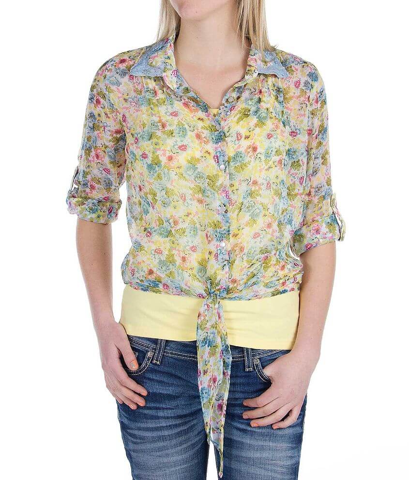 Daytrip Floral Chiffon Shirt front view