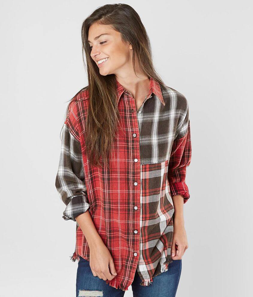 Angie Mixed Plaid Shirt - Women's Shirts/Blouses in Red | Buckle