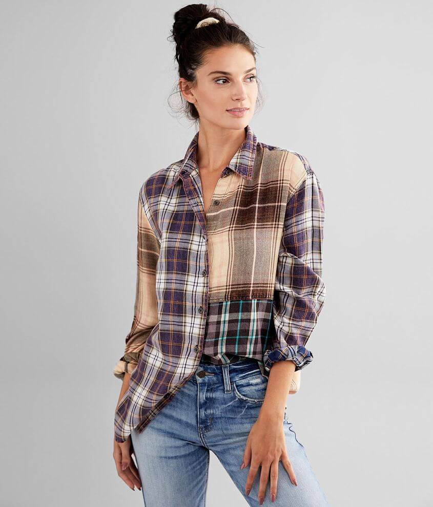 Angie Mixed Plaid Shirt - Women's Shirts/Blouses in Blue | Buckle