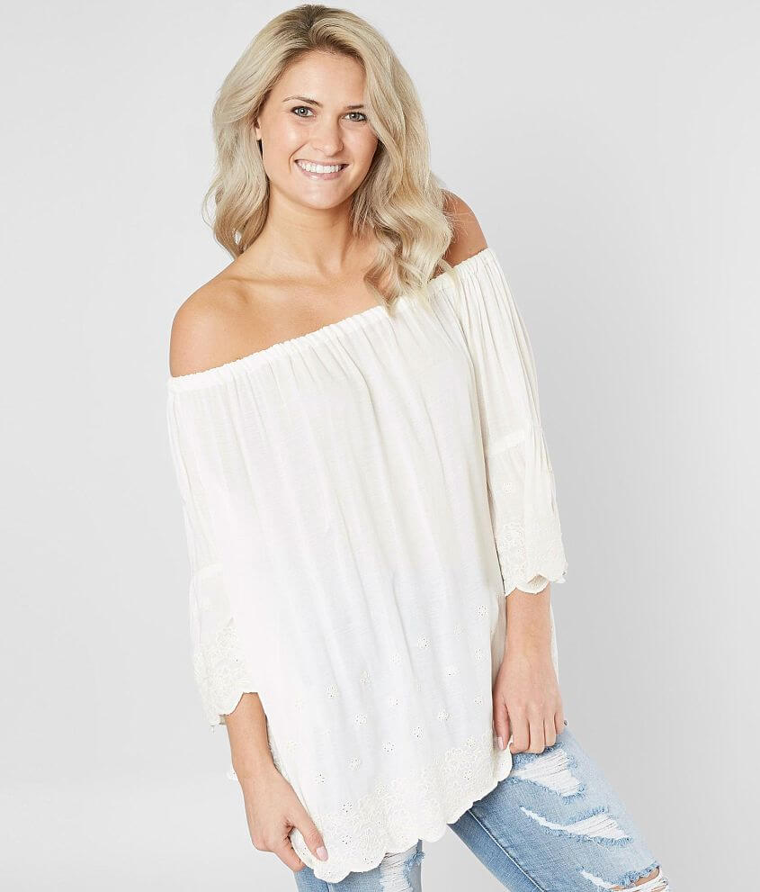 Angie Embroidered Off The Shoulder Top front view
