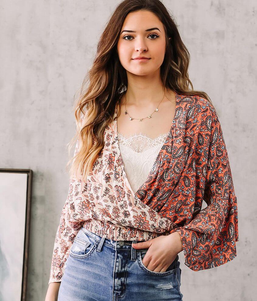 Willow & Root Paisley Surplice Top - Women's Shirts/Blouses in Peach ...
