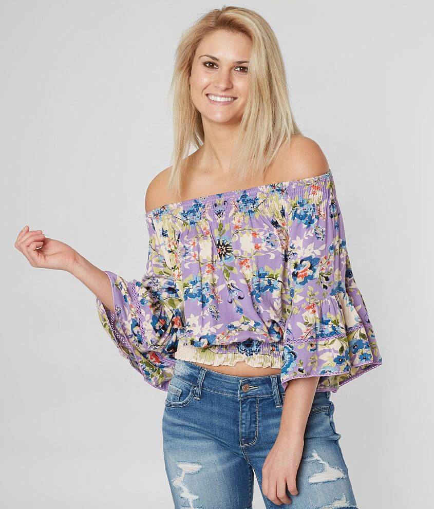 Angie Off The Shoulder Cropped Top front view