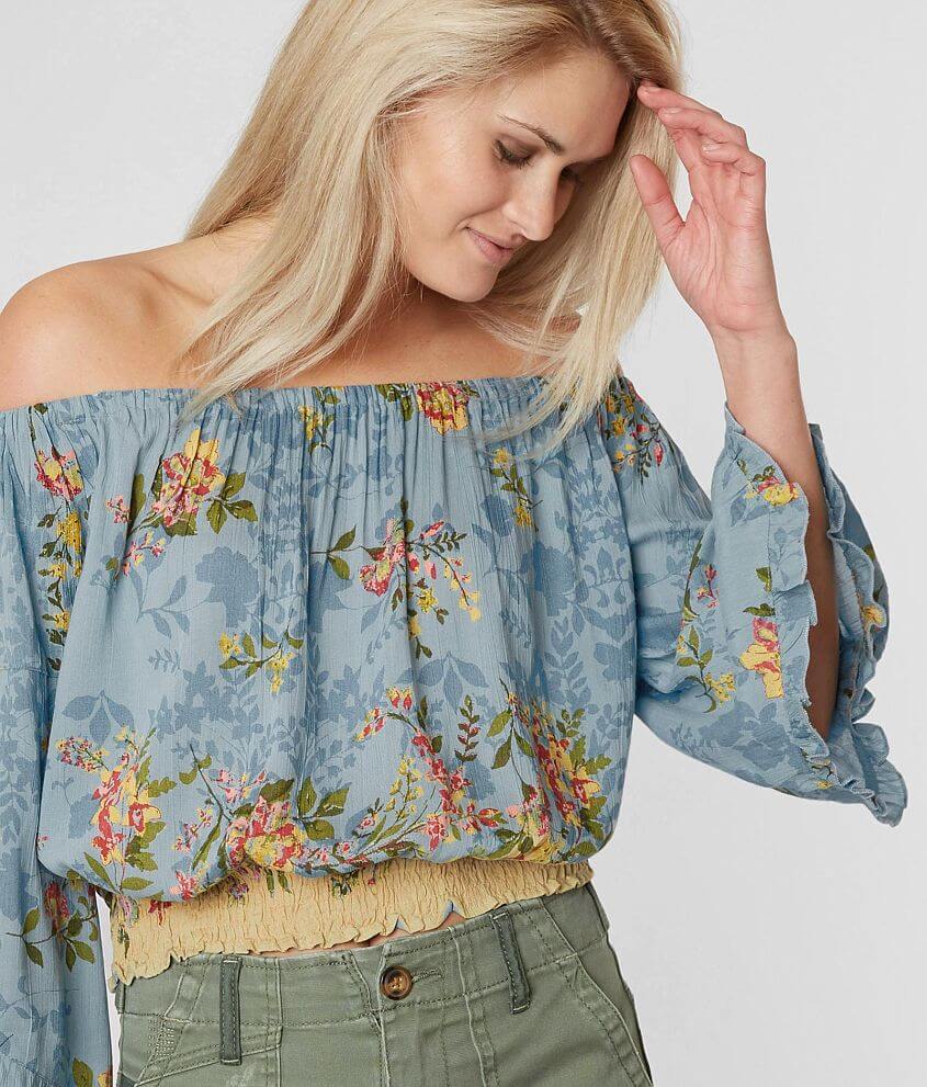 Angie Off The Shoulder Cropped Top front view