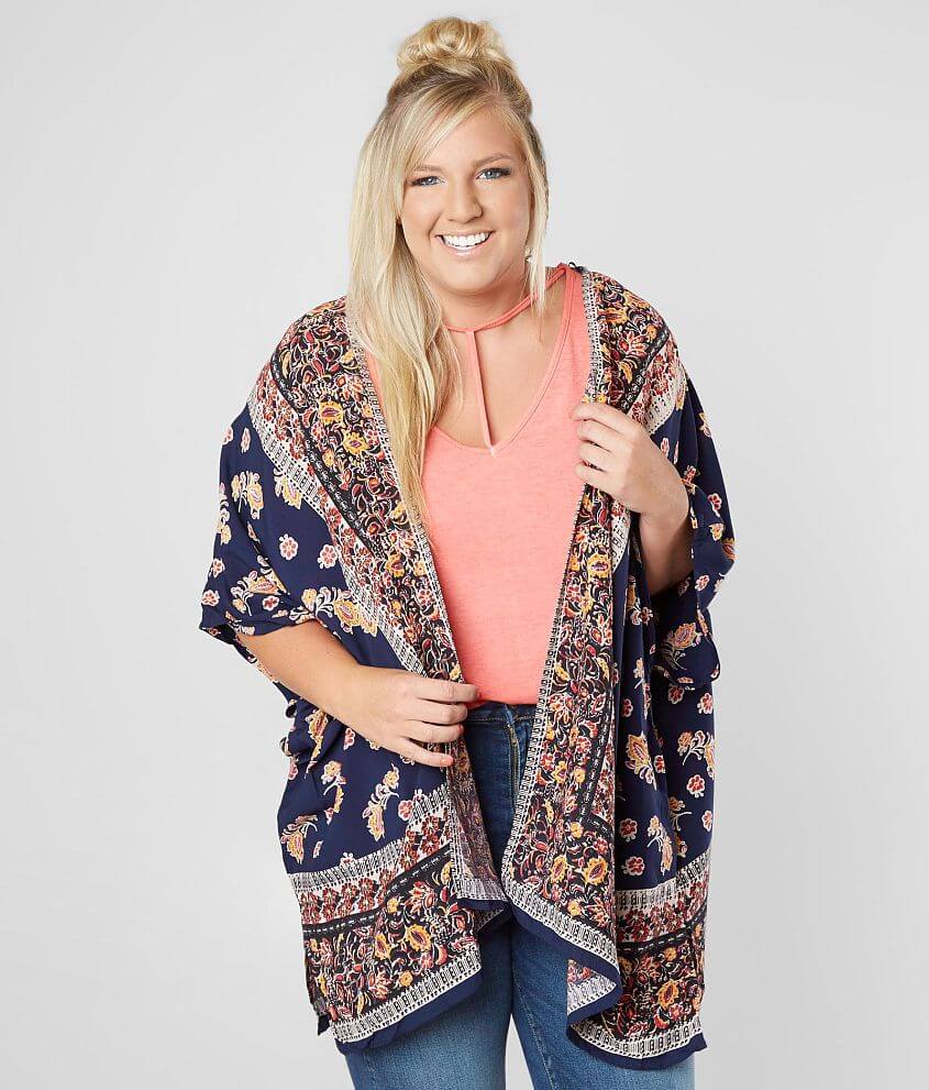 Angie Floral Kimono - Plus Size Only front view