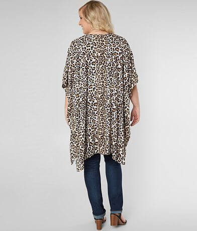Angie Cheetah Print Kimono - Plus Size Only BACK