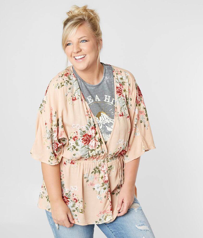 Angie Floral Cardigan - Plus Size Only front view