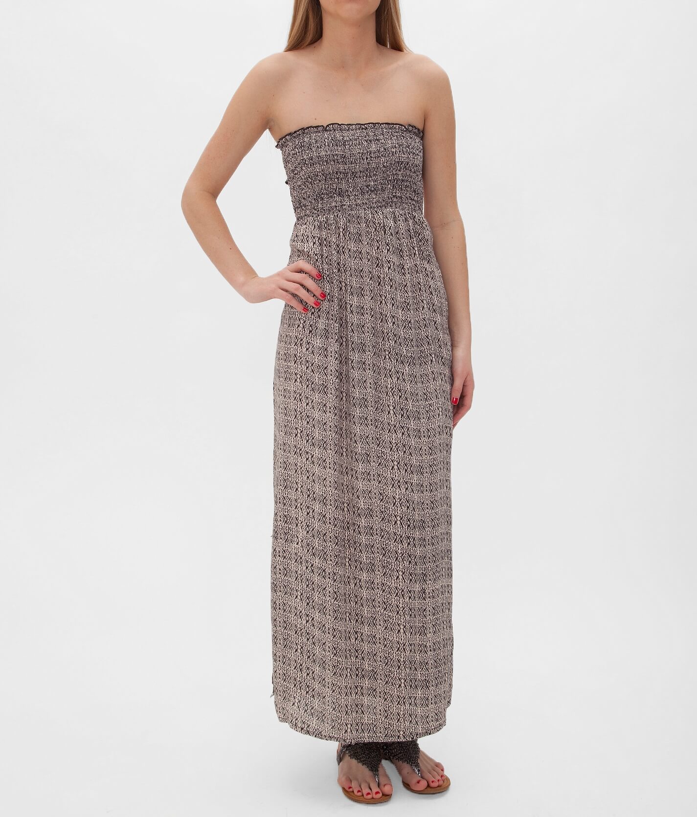 shirred top maxi dress