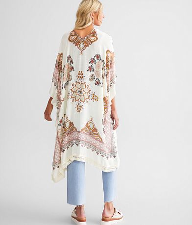 Angie Printed Kimono - One Size back view